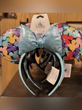 Disney Parks Mickey Ba1loon Pattern Minnie Mouse Ears Headband NWT